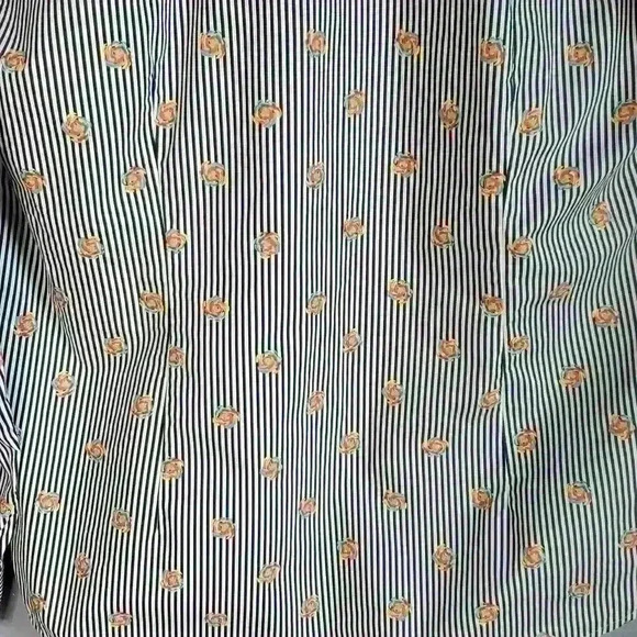 Bugatchi Men's Shaped Fit Spring Rose Print Pin Stripe Button Up Shirt sz M - Picture 6 of 11